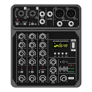 4-Channel Computer Recording Audio Mixer, Compact Professional Mixing Console for Outdoor Performances and Home Use, Small Size Audio Controller