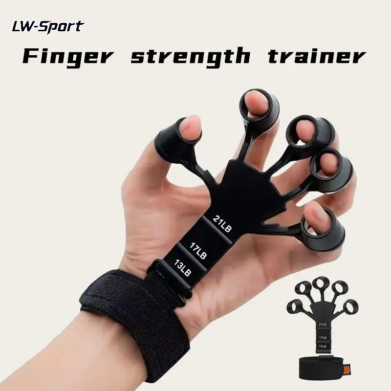 Finger Strengthener Grip Trainer, Hand Grip Strengthener & Finger Exerciser, Resistance Finger Trainer for Wrist & Forearm Workout, Physical Therapy Rehab, Rock Climbing, Guitar, Golf, Home Gym, Muscle Recovery, Fitness Essentials