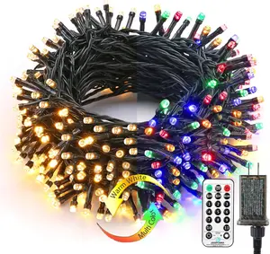 Christmas Tree Lights, 115ft 300 LED Color Changing Christmas Lights with Remote, 11 Modes Warm White & Multicolor Light String Connectable 24V Xmas Light Green Wire for Xmas