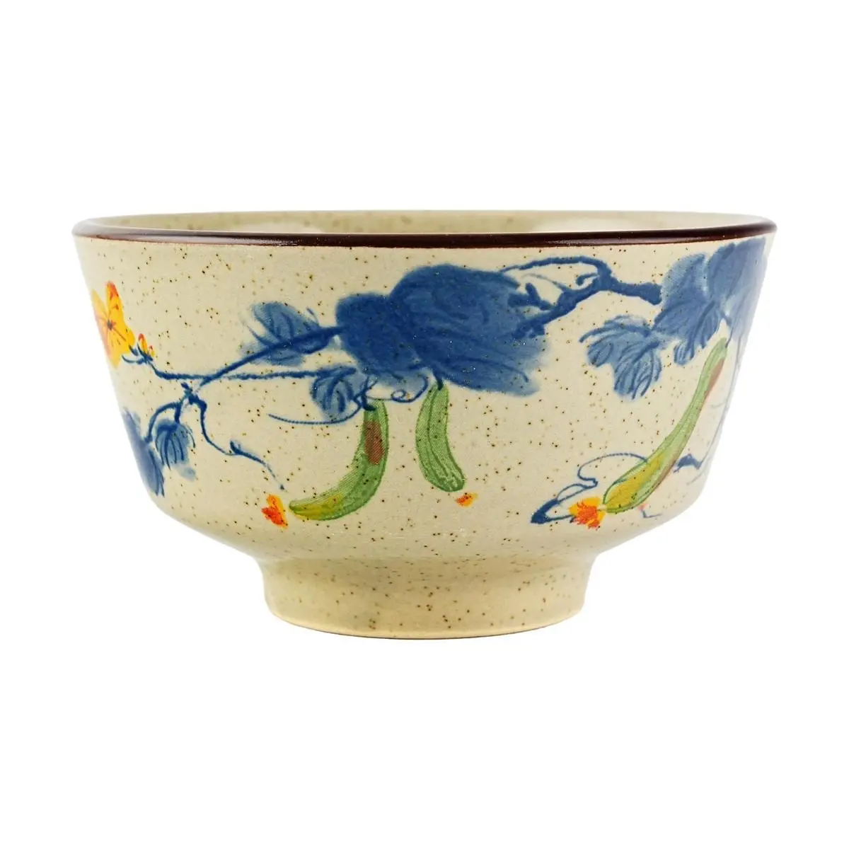 Golden Lion 5" Retro Ink Wash Style Ceramic Bowl - "Loofah" Design, 400ml Capacity, Perfect for Ramen, Udon, Soup, Rice, and Asian Cuisine