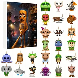 24-Piece Christmas Countdown Calendar Set, Character Design Decorative Gift, Festive Holiday Decoration, Perfect for Home & Office Use