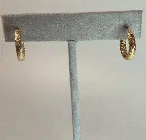Golden Sterling Silver textured hoops earrings