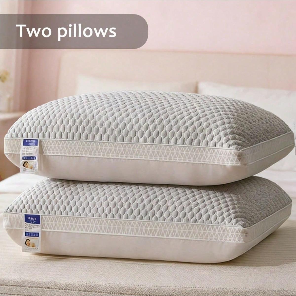 2 Pack Ergonomic Cervical Support Pillows For Bedroom Use, Soft Breathable Long-Lasting Shape Sleep Pillows, Comfortable For Side, Back And Belly Sleepers At Home