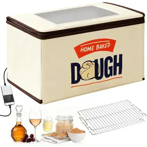 Folding Bread Proofing Box with 3-Sided Heating,-in NTC Sensor & Precise 68-104°F Temp, 48H Timer, Rack –-Size Dough Proofer for 2 Loaves, Sourdough & Pizza