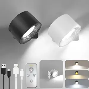 LED Wall Light with Adjustable Leds, Remote Control, 1800mah Rechargeable Battery and Dimming Feature, 360° Rotating Design for Bedroom Art, Rechargeable Wall Sconces