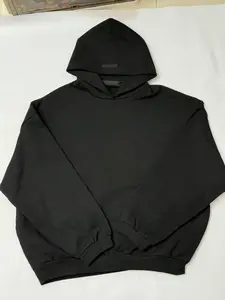 2024 Fleece Black Oversized Pullover Hoodie Heavyweight Street Style Comfortable Warm Unisex Style
