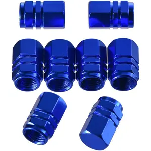 8 Pieces Tire Stem Valve Caps Wheel Valve Covers Car Dustproof Tire Cap, Hexagon Shape (Blue)