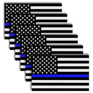 6PCS Thin Blue Line Car Stickers – Reflective Vinyl Decals