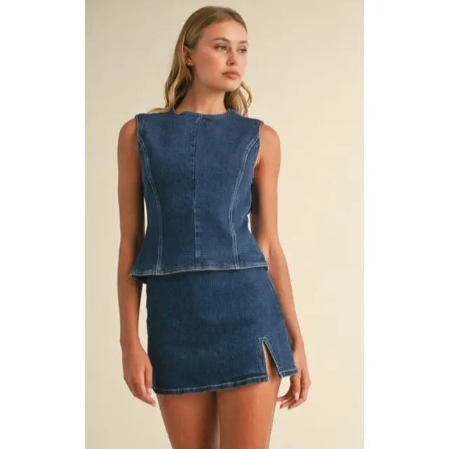 KL Denim Skirt And Top Set