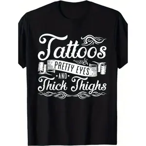 Women Plus Size Tattoo Inspired Oversized TShirt Featuring Bold Pretty Eyes And Striking Thigh Tattoo Graphics