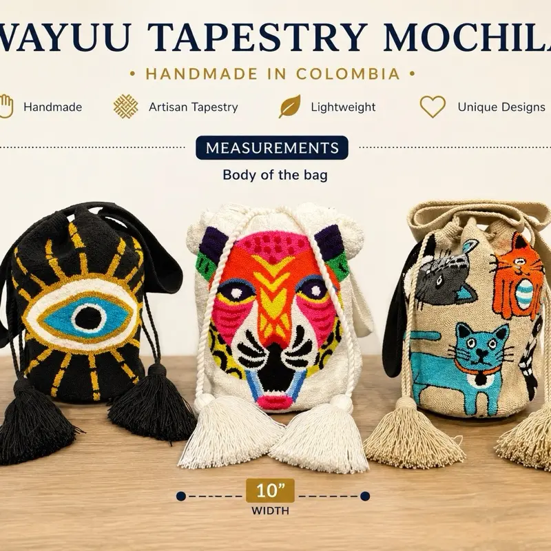 Handmade Colombian Wayuu Tapestry Bag – Artisan Crossbody Mochila