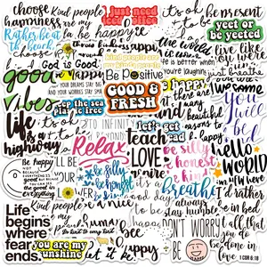 50pcs Inspirational Words Series Sticker, Waterproof Sticker Pack Sticker Decals for Wall Water Bottle Skateboard Helmet Car Bike Luggage Laptop