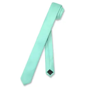 Extra Skinny Narrow Neck Tie for Men - Solid Color Polyester Microfiber Thin Retro Style Necktie, 56'' Long, 1.5'' Wide, 2.5'' Bottom