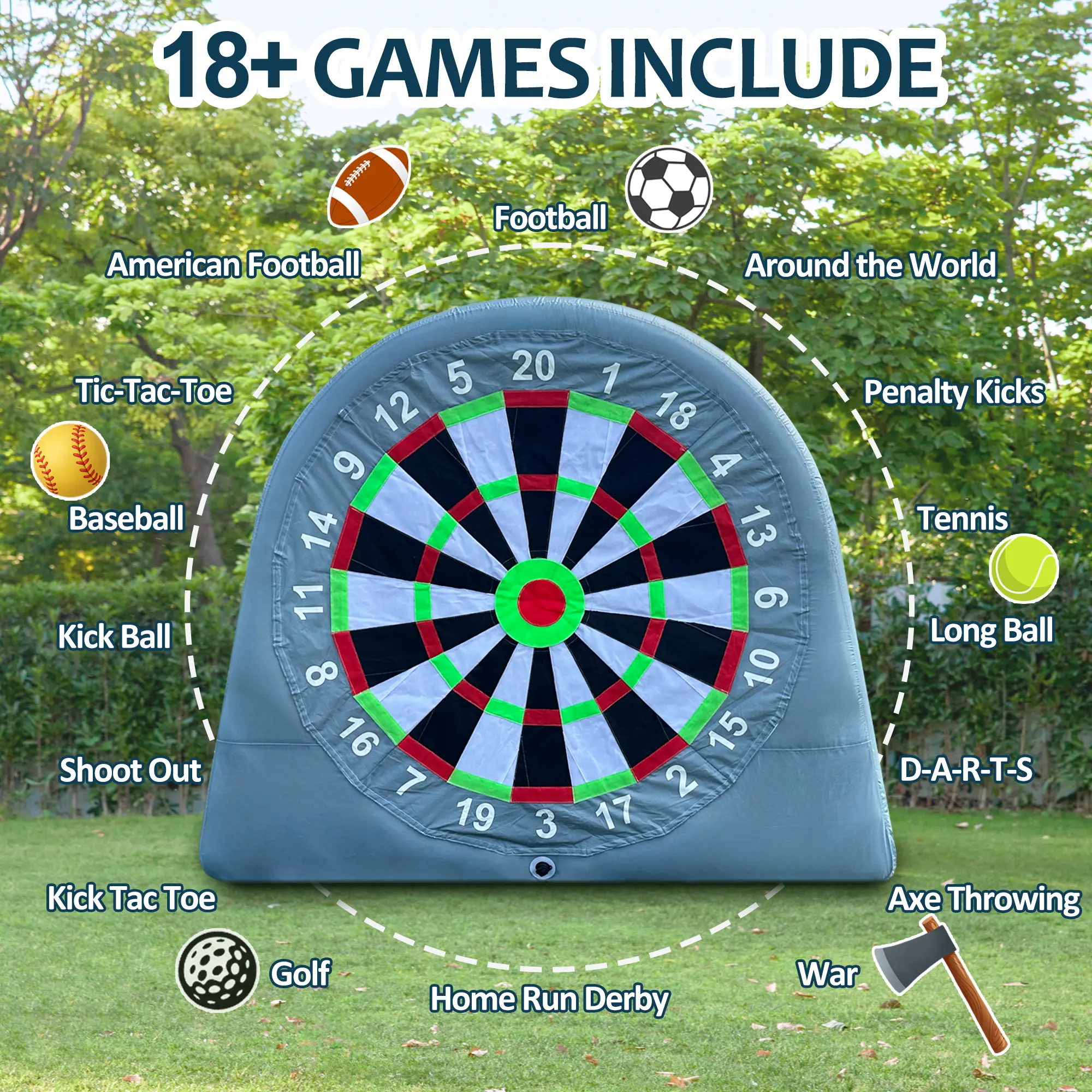 SAYOK Giant 6FT Inflatable Soccer Dart Board Game Set, PVC & Oxford Cloth for Durability & Long-Lasting Performance, 6 Balls, Pump & 18+ Multi-Games for Backyard Birthdays, Watch Parties (All Ages), Dart Game, Watch Party