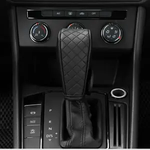 Universal PU Leather Car Shift Handle Cover for Gear Shift Knob Non-Slip Wear-Resistant Decor Protective Automatic Accessories