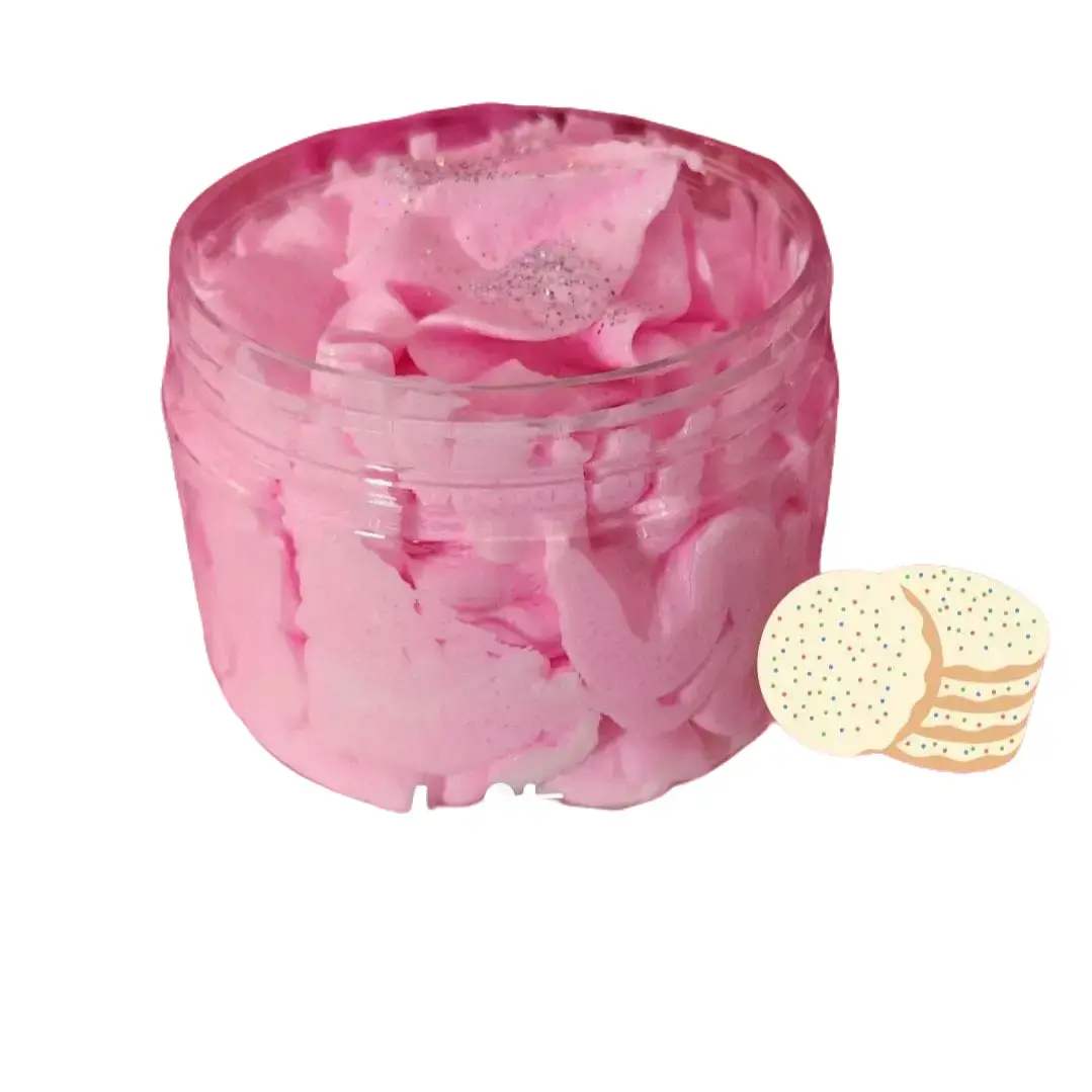 Sugared Strawberry Scent Whipped Foaming Sugar Scrub - Handmade All Natural Shea Butter Gentle Exfoliating Moisturizer, Whipped Soap Multi-Use for Dry Skin, Eczema & Cracked Heels Care, Moisturizing