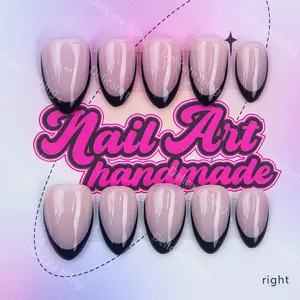 Delicatething Y2K Style Short Almond Nails, Handmade Wearable Nails, Multiple Sizes 4 Sizes XS S M L, French Design, French Tip Nails, French Nail Art, Perfect Gift for Girls