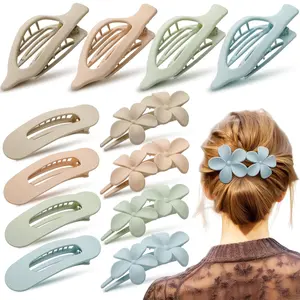 12 count Flat Hair Clips for Women 3 Styles  Flat Claw Clips  Hold for Thick Thin Long Short Hair Accessories Plastic Non-slip Secure for Daily Wedding Party(Macaron)