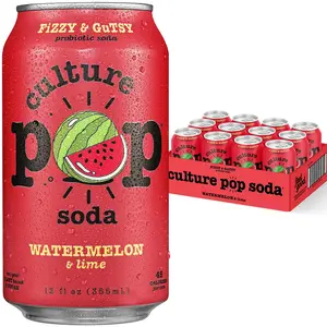 WATERMELON & lime - Culture Pop Soda - 12 Pack of Probiotic Fruit Soda Beverage
