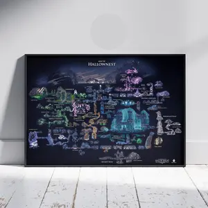 Hollow Knight Map Game Poster, Hollownest World Map Unique Gift for Gamers Posters Decor Photo