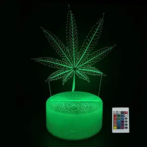 420 Leaf 3D LED Table Lamp Night Light Optical Visual Illusion Home Decor Lighting,maple Leaves