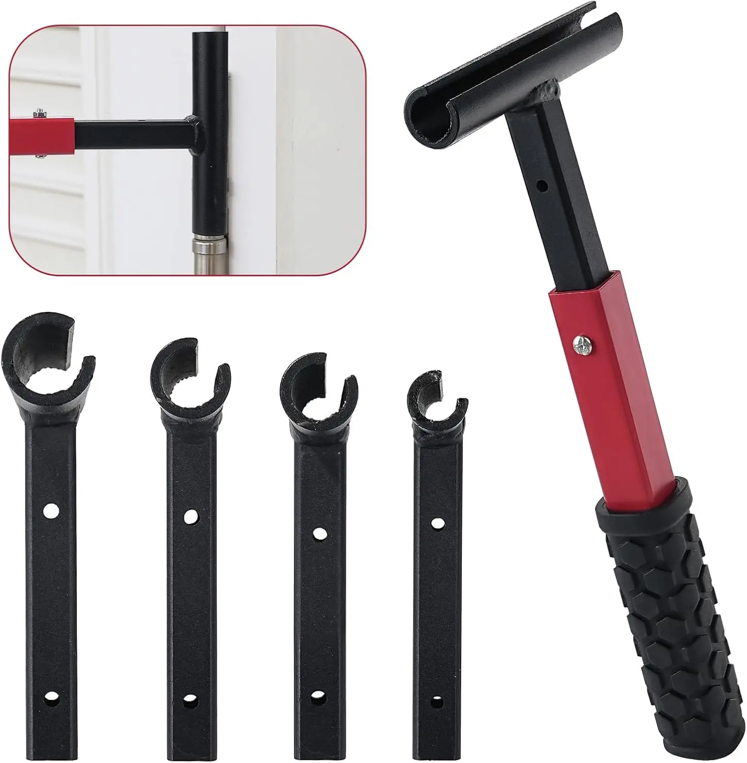 4-in-1 Door Hinge Adjustment Tool Kit, Heavy Duty Hinge Bender Wrench Tool with Rubber Grip, Multi-Size Door Gap Adjustment Tool for Residential & Commercial Door Alignment