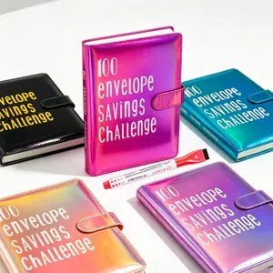 100 day Savings Challenge Binder, Money Saving Binder with Cash Envelopes, from 30 Days to 52 Weeks, to Save $500,$5,050 and $10,000, back to school supplies,gift for children (fuchsia rose)