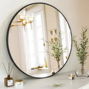 BEAUTYPEAK 24-30-36 Wall Mirror Bathroom Mirror Wall Mounted Round Mirror Black Modern Design for Home Decor