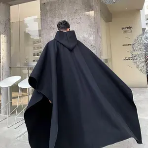 Dark men's new long over-the-knee wizard robe coat autumn and winter cloak coat windbreaker hooded