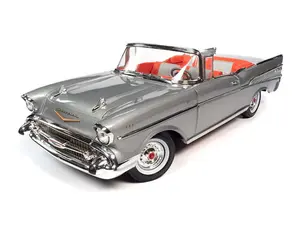 1957 Chevrolet Bel Air Convertible – Silver Diecast 1:18 Scale Model - Auto World AM307