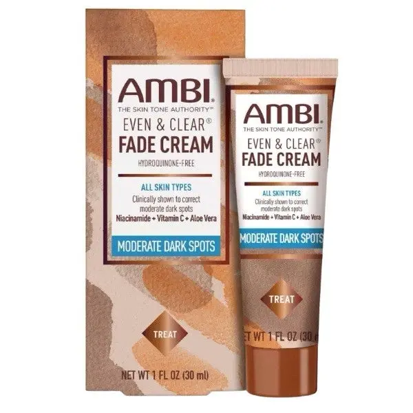 AMBI Fade Cream, Gentle Lightweight Daily Moisturizer for All Skin Types, Targets Discoloration, 1oz
