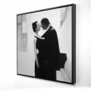 Begin Home Decor 2081-3636-ST58 36 x 36 in. Couple in the Street - Black & White Framed Canvas Art