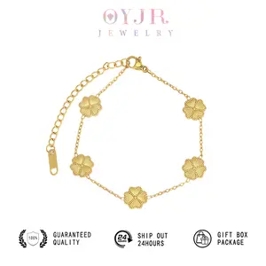 OYJR Flower Design Bracelet for Women Not Fade Stainless Steel Lucky Bracelet Elegant Jewelry Gift for Women