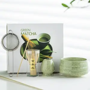 5pcs Matcha Tea Set, Complete Matcha Kit with Bowl, Bamboo Whisk, Holder, Sieve & Scoop, Perfect Gift for Matcha Lovers, Ideal Father's Day Gift