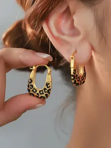 New Vintage Leopard Print Geometric Circle Earrings, Fashion Unique Design, Stylish and Versatile Wear Ear Jewelry for Women