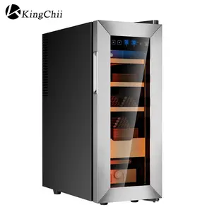 KingChii Upgrade 35L Premium Storage Cabinet with Constant Temperature and Humidity Control Spanish Cedar Wood Shelves 4 Layers 250 Capacity Luxury