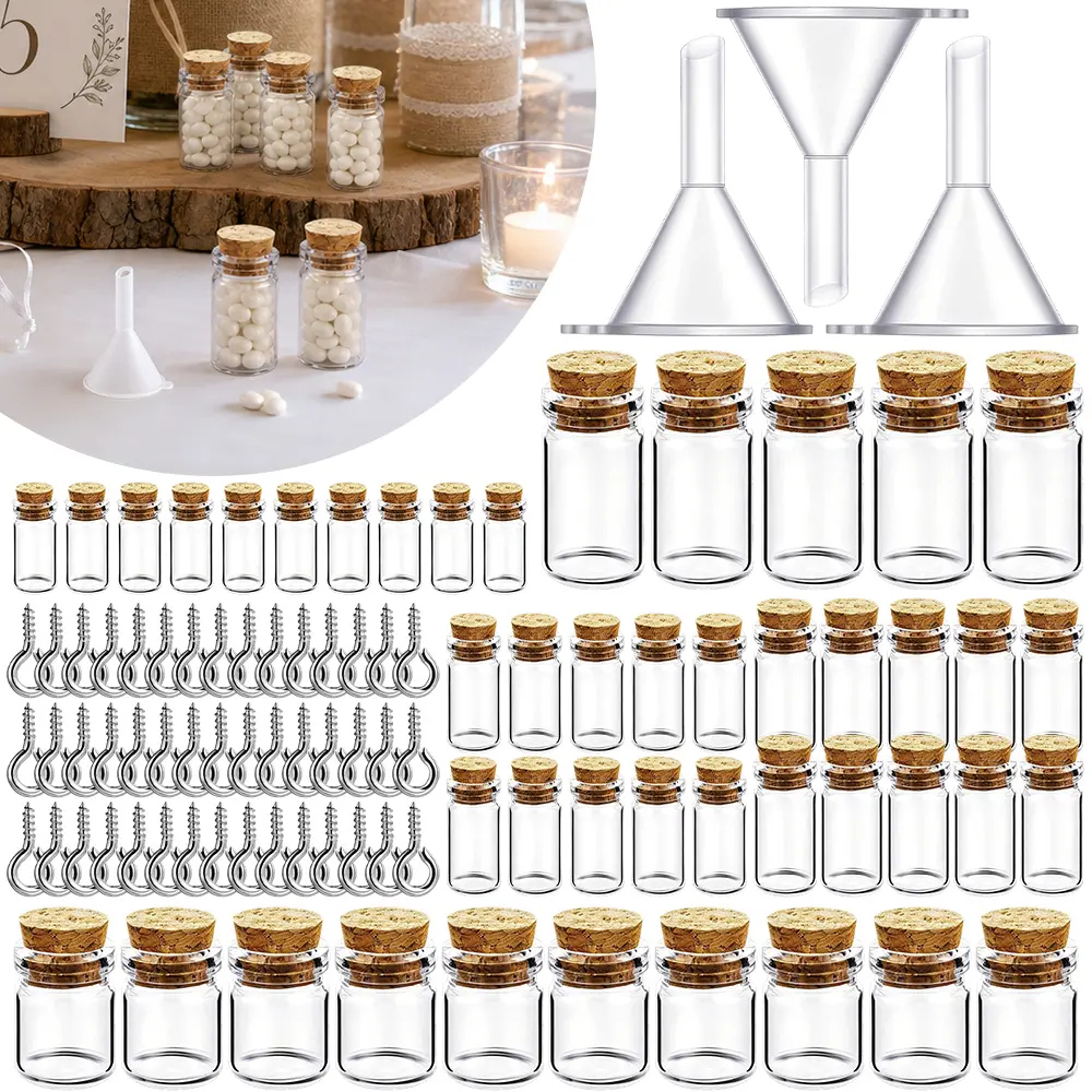 45 piece Small Glass Jars with Lids Tiny Clear Sand Art Jar Witchcraft Supplies Wishing Bottle for Birthday Party DIY Crafts Gift