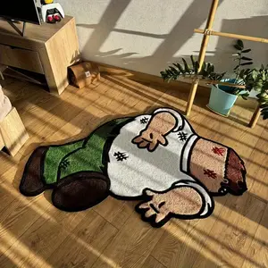 Cartoon Character Design Floor Mat, 1 Count Cute Soft Plush Rug, Non-slip Washable Floor Carpet for Home Living Room Bedroom Decor, Cartoon Pattern Rug