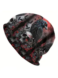 Skullies Beanies Outdoor Hats Raven And Gothic Skull Thin Bonnet Hipster Caps Men