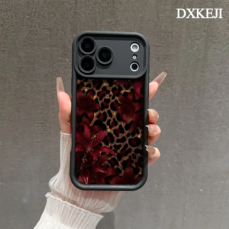 Patterned Aesthetic Leopard Print Dark Floral Lily TPU Soft Silicone Cellphone Case - Lightweight, No Bulky Burden, Resistance, Full Protection, Shockproof, Customized Accessory with Manufacturer Warranty for iPhone 17,16,15 Pro Max,14,13,12,11,Plus,Air