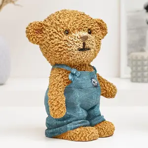 Pretty Brown Piggy Bank Bear Polystone Piggy Banks Money Bank Coin Bank Decor Ornaments
