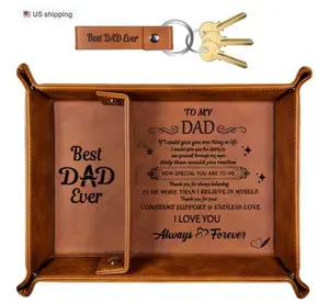 Father's Day Leather Valet Tray & Keychain