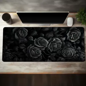 Vintage Flower Rose Pattern Mouse Pad, Non-slip Large Gaming Mouse Pad, Rubber Base Stitched Edge Desk Accessories for Home Office Game