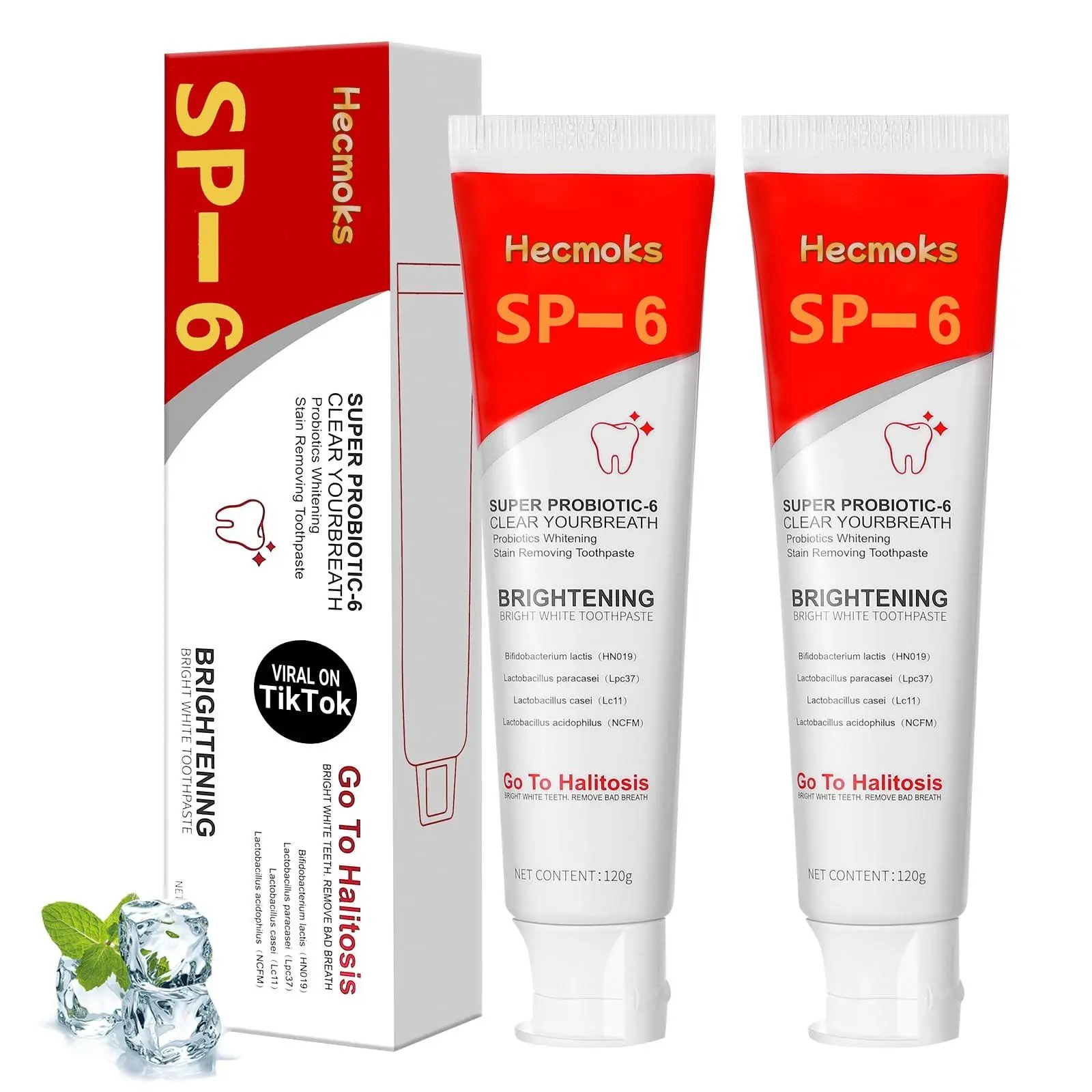 SP-6 Probiotic Whitening Toothpaste – SP6 Advanced Formula for Daily Oral Care, Stain Removal & Gum Protection with Herbal & Probiotic Ingredients