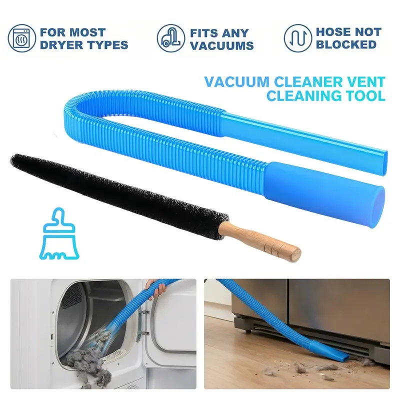Dryer Vent Cleaner Kit Compatible with Most Vacuum Cleaner, Dryer Lint Brush and Vacuum Hose Attachment with Universal Connector, Quickly Lint Remover