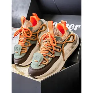 Men’s breathable mesh sneakers, trendy thick-soled sports shoes, casual dad shoes, all-season comfort footwear, trendy walking sneakers