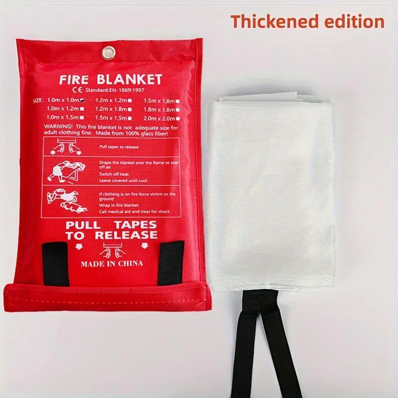 Home Supplies 4-Pack Heavy-Duty Heat-Resistant Lightweight Glass Fiber Fire Blankets, Multi-Size (1.0m x 1.0m Included) for Kitchen Protection & Emergencies, Rain Cloths