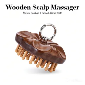 Natural Wooden Scalp Massager! Palm-Fit & Multi-Use | Relax At Home/Travel