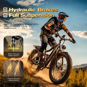 EDIKANI ED-SF01 2000W Peak Motor Electric Bike with Fat Tires Full Suspension & Rear Front Shock Absorption for Smooth Ride 5 Modes 7 Speed USB Ports 19.2Ah 48V Lithium-ion Battery