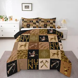 Mallard Duck Hunter Comforter Set for Boys Teens Kids,Camouflage Deer Duck Hunt Theme Bedding Sets Hunting Camo Quilt Men Retro Room Decor